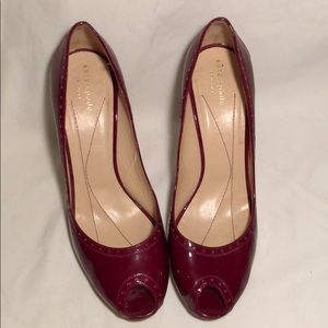 Patent red peep toes kate spade